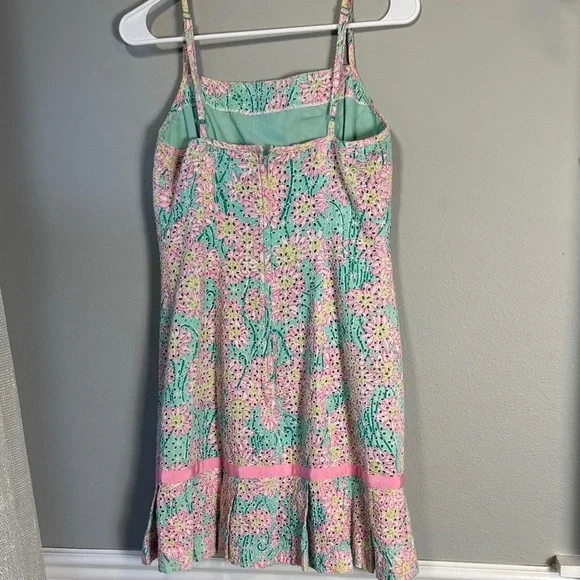 Vintage Lilly Pulitzer Floral Pastel Pink and Green Mini Dress - Picture 8 of 12